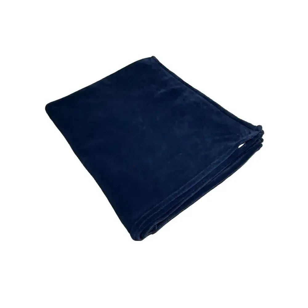 Kate Spade Queen Size Fleece Coverlet Plush Navy Blue Soft Fleece Throw Blanket
